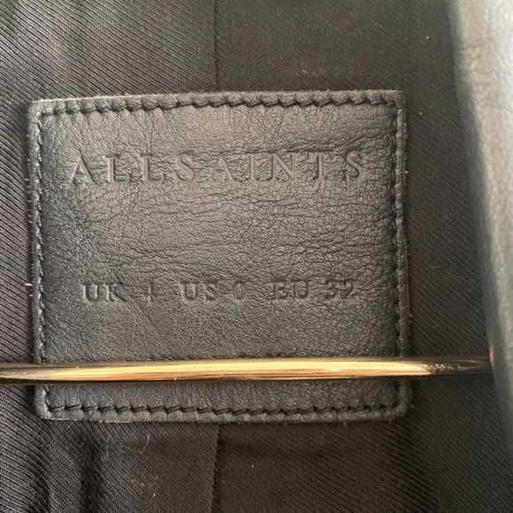 All Saints Tassel Fringe Balfern Leather Motorcycle Moto Jacket Black 0 - Picture 8 of 10